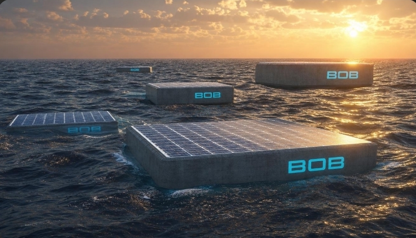 BOB-GEN vessels at sea at sunset in staggered stages of the sink and float cycle