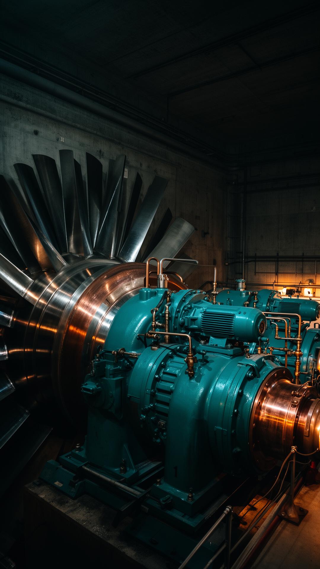 Close-up of a Kaplan turbine used for BOB-GEN energy generation